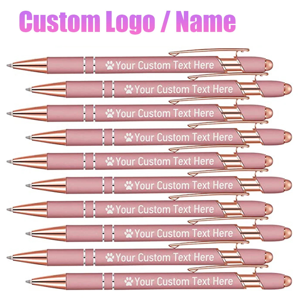 10-50 Pcs Personalized Carving Logo Pens Rose Gold Ballpoint Pen Customized Engraved Name Gift School Stationery Office Supplies