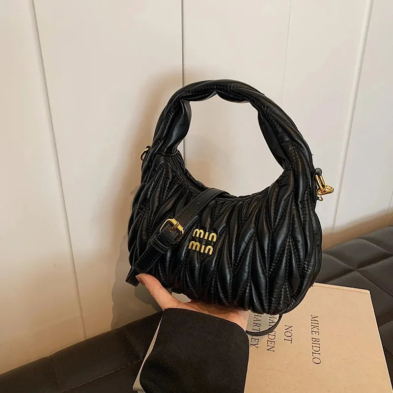 Women's Crossbody Cloud Design Versatile Handbag Soft PU Leather Square Shape Shoulder Bag with Zipper Polyester Lining