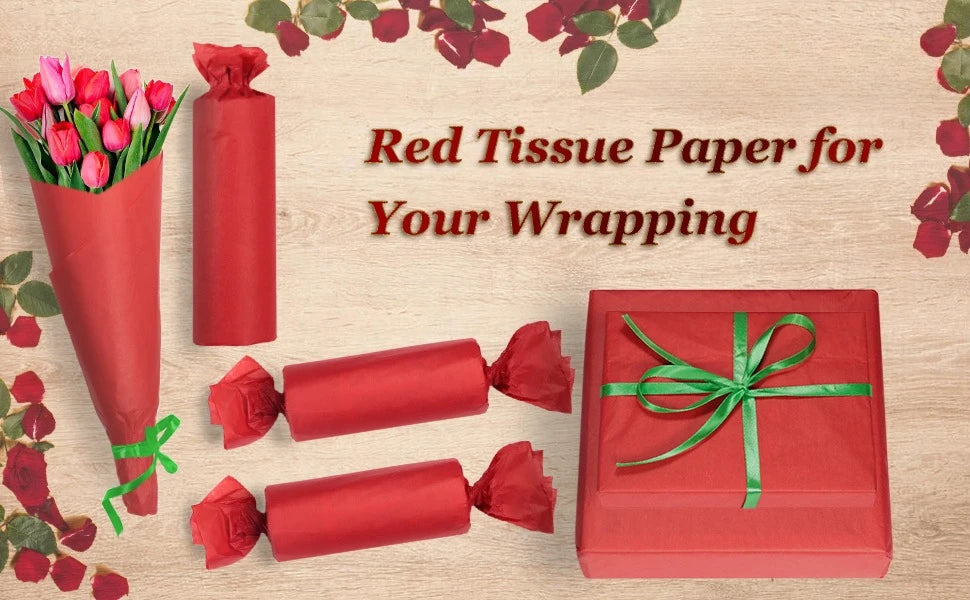 10-100 Sheets Red Tissue Paper 50x66cm Red Wrapping Paper Bulk for Weddings Birthday DIY Project Wrapping Crafts