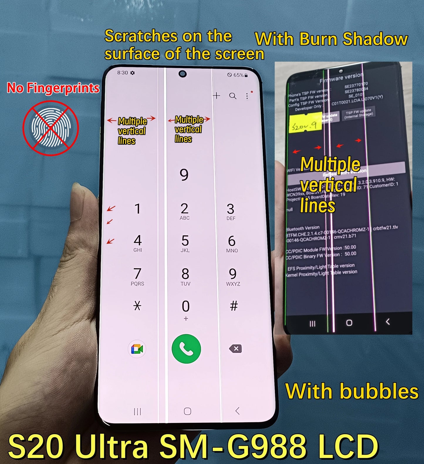 100% Work For Samsung Galaxy S20 Ultra G988 G988F LCD Display Touch Screen Digitizer Assembly For Samsung S20Ultra LCD With Line