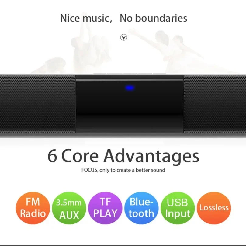 XIKCU Soundbar Speakers Bluetooth 5.3 Stereo Soundbar Surround Sound Home Cinema with Remote Control Support RCA AUX TF-Card