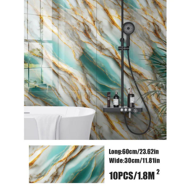 10-40PCS Imitation 3D Marble Wall Sticker Self Adhesive Waterproof Oilproof Wallpaper for Kitchen Tile Wall DIY Home Decoration