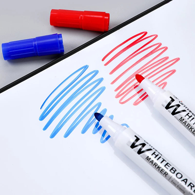 10pcs Whiteboard Marker Set,2.0mm Nib,Black Blue Red High-Volume Ink,Office Teaching Pen,Clear Handwriting & Easy Erasure L-528