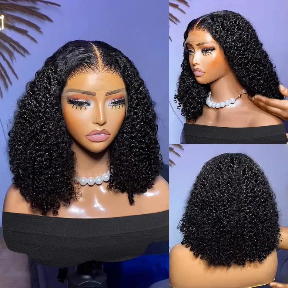 13x4 Short Bob Wigs Jerry Curly Short Pixie Cut Bob Wigs Human Hair 250% Density Loose Deep Wave Lace Frontal Wigs For Women