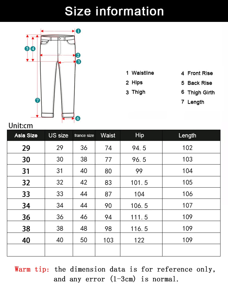 Wthinlee New Business Men's Jeans Casual Straight Stretch Fashion Classic Blue Black Work Denim Trousers Male Brand Clothing