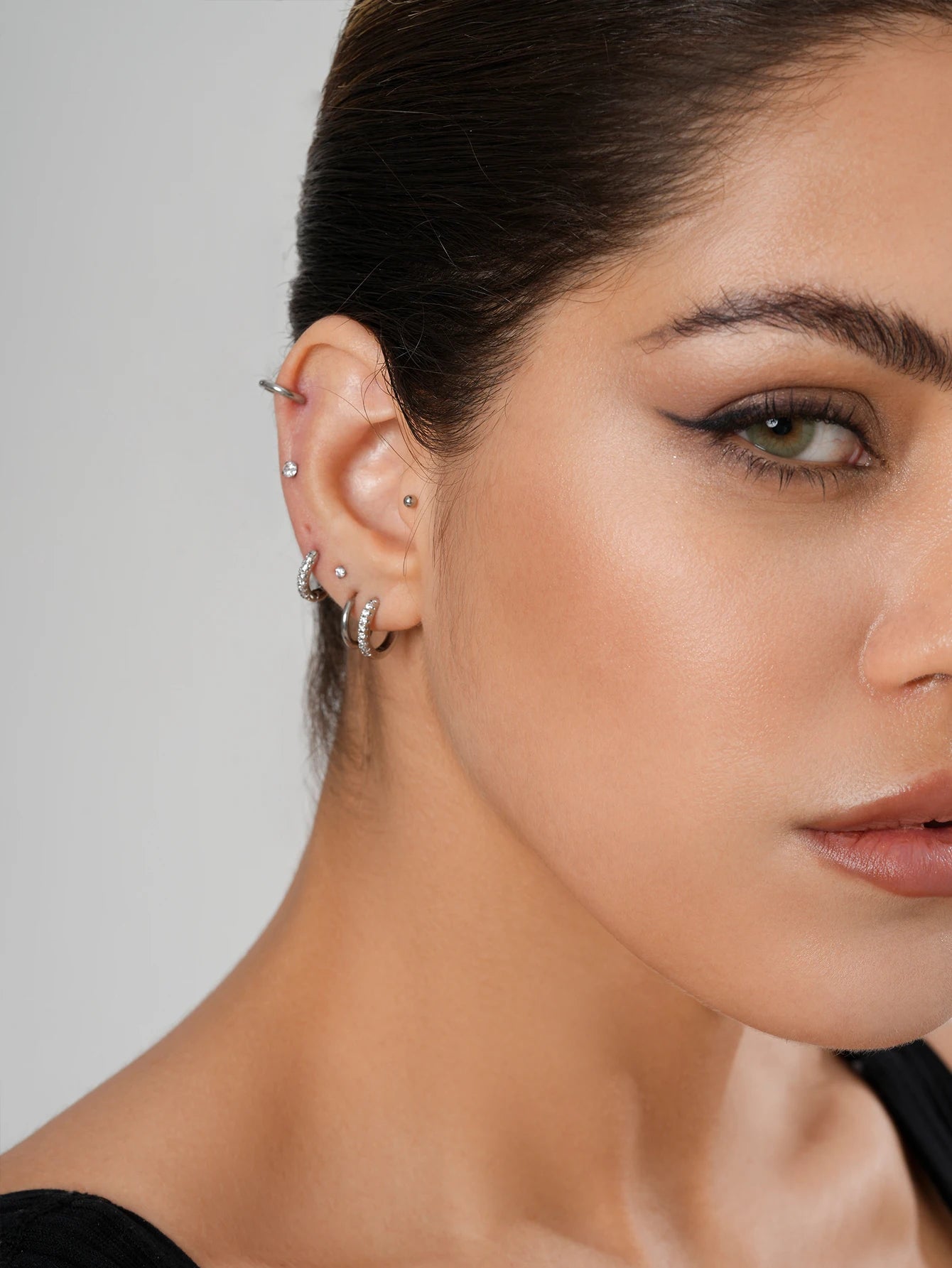 10 Pairs Small Gold Hoop Stud Earrings for Women, 18K Gold Plated Tiny Stainless Steel Earrings Sets for Multiple Piercing