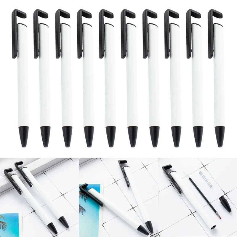 10Pcs Heat Transfer Retractable Ballpoint Pen Sublimation Pen Blank for Full Printing Ballpoint Pen