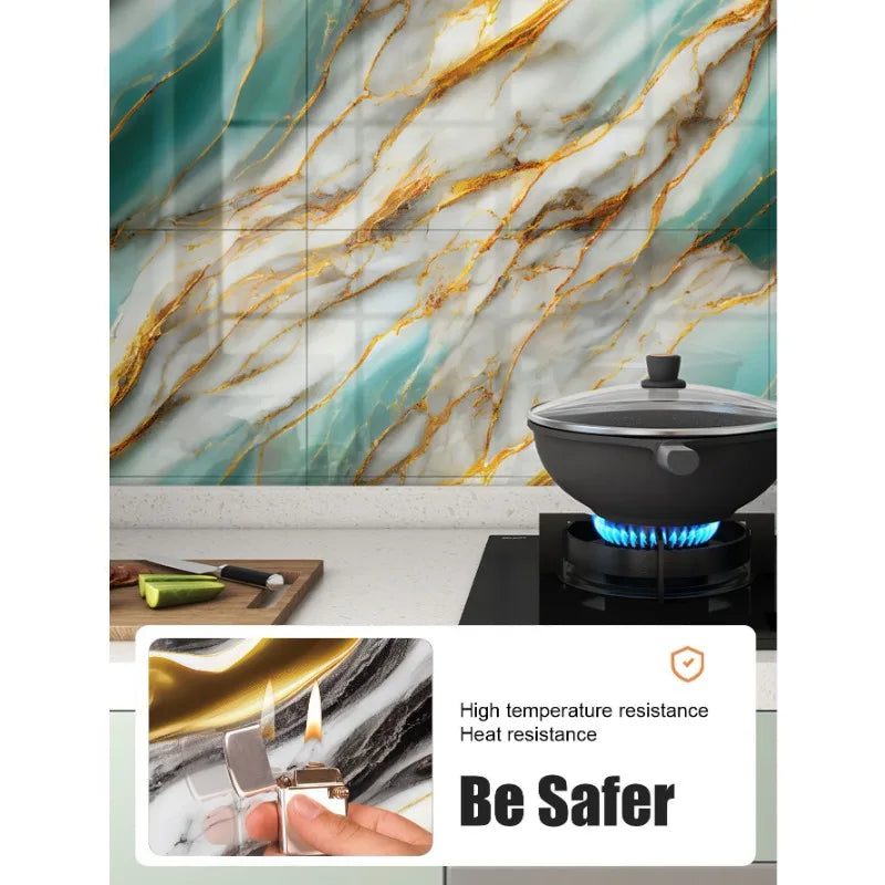10-40PCS Imitation 3D Marble Wall Sticker Self Adhesive Waterproof Oilproof Wallpaper for Kitchen Tile Wall DIY Home Decoration