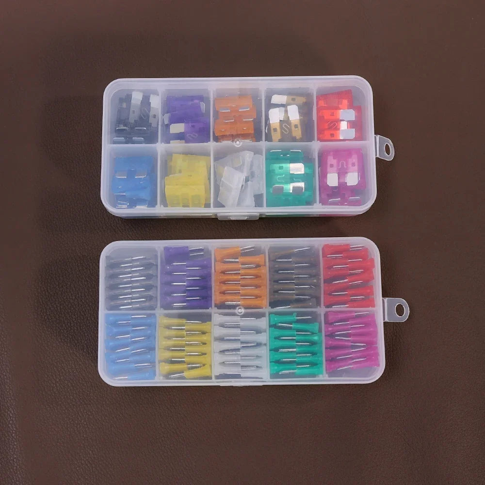 100/50pcs Medium Car Fuse Blade 2-35A Middle Size Fuse Insert Set with Box Fuse Blow Detection Tool Auto Circuit Repair Tools