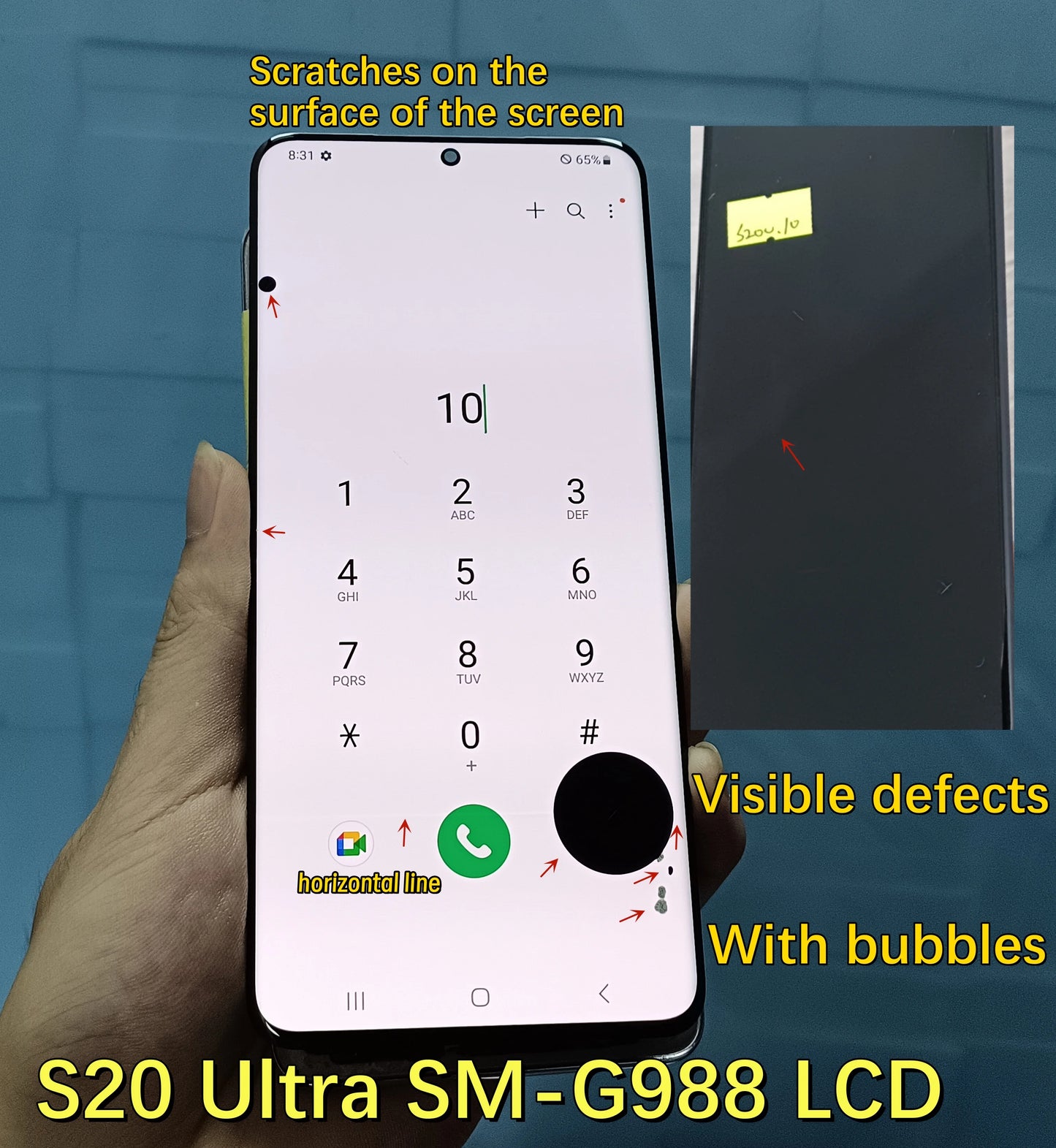 100% Work For Samsung Galaxy S20 Ultra G988 G988F LCD Display Touch Screen Digitizer Assembly For Samsung S20Ultra LCD With Line