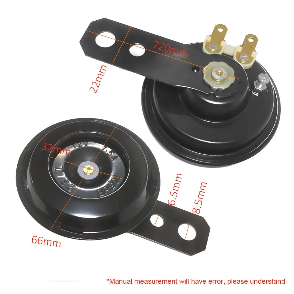 12V 48V 60V General Motorcycle Electric Horn Kit Waterproof Round Speaker Loud Electric Horn Suitable for Bicycle Scooter 105dB