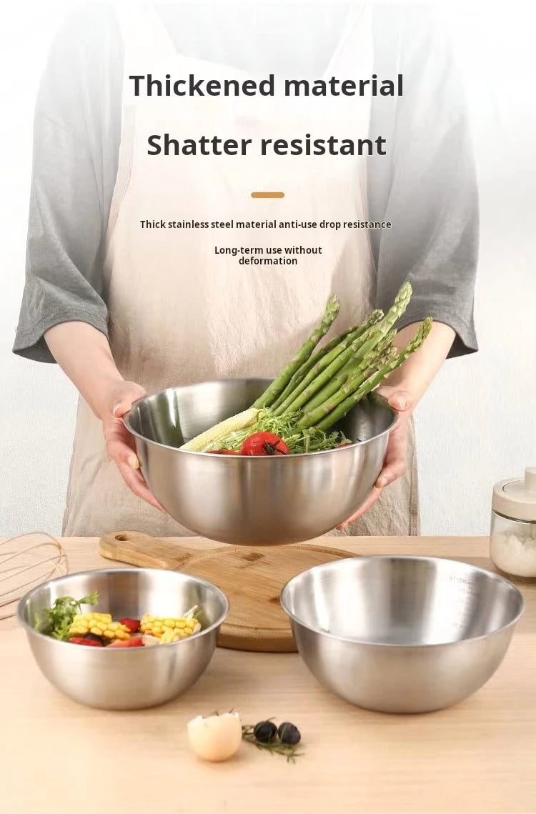 17-25cm Stainless Steel Gold And Silver Salad Bowl Rice Noodles Lamian Noodles Bowl Kitchen Tableware Food Container