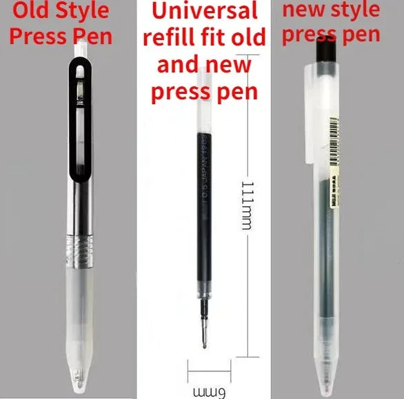 10Pcs/lot Japan Mujis Style Press Gel Pen Refills 0.5mm for push pen /Ink Gel Pen Press Pen