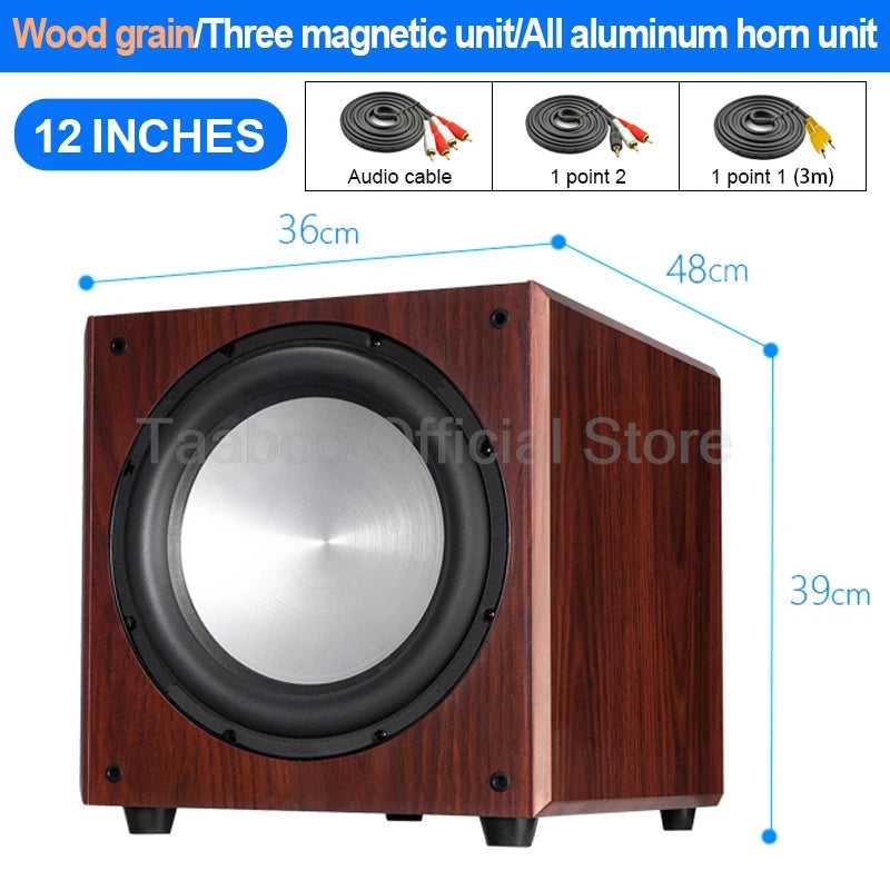 10/12 Inch Super Subwoofer High Power Speaker Active HiFi Wooden Subwoofer High Fidelity Home Theater Audio Amplifier Speaker