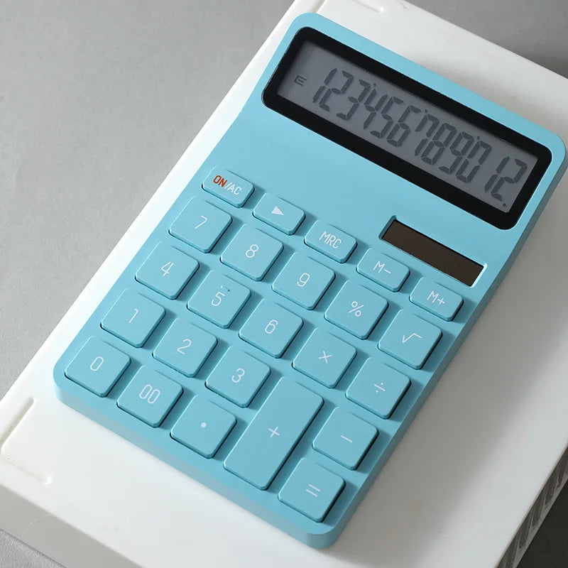 12-Digit Large LCD Display Calculator Standard Function Calculator with Solar & Battery Dual Power For Home Basic Desktop Office